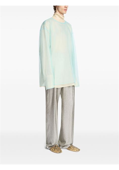 sheer crew neck shirt man turquoise DRIES VAN NOTEN | 251-020740-1501503